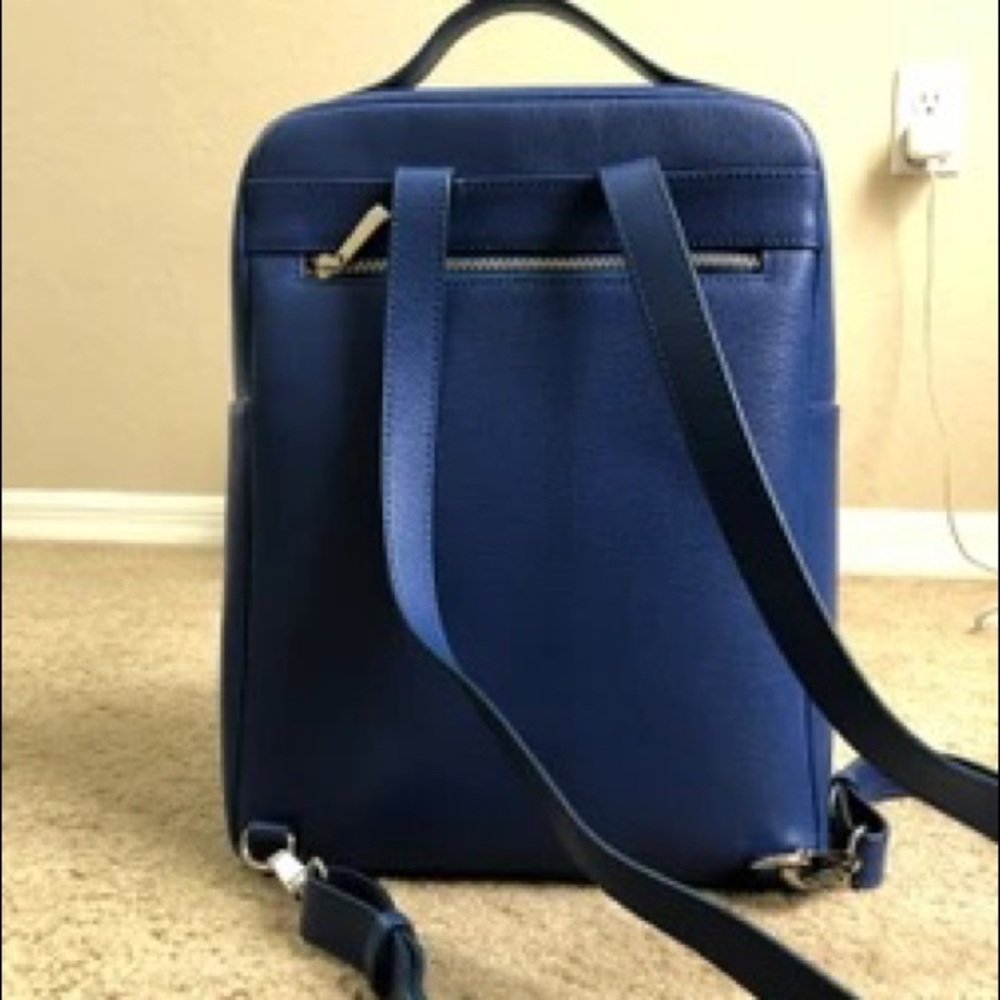 Barney's New York Blue Saffiano Structured Backpack